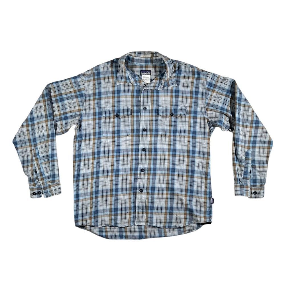 Patagonia organic cotton plaid check button-down long sleeve shirt Sz large
